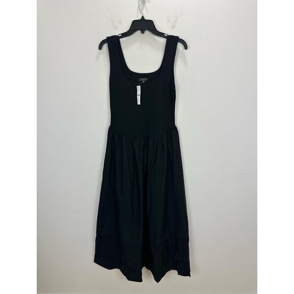 J.Crew Drop Waist Mixy Dress Midi Cotton A Line Minimalist Black Small NWT - Picture 5 of 11